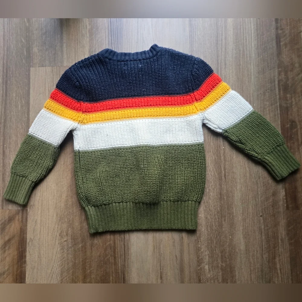 Cat & Jack Striped Crewneck Sweater - Navy, Red, Yellow, White, Green - Picture 3 of 6